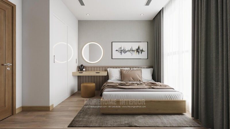 Mẫu giường ngủ hiện đại ấn tượng với gam màu vàng chủ đạo phù hợp với căn phòng
